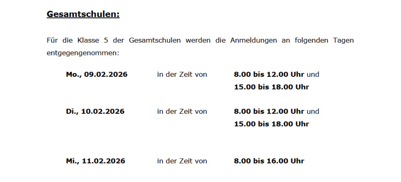 Anmeldetermine Gesamt